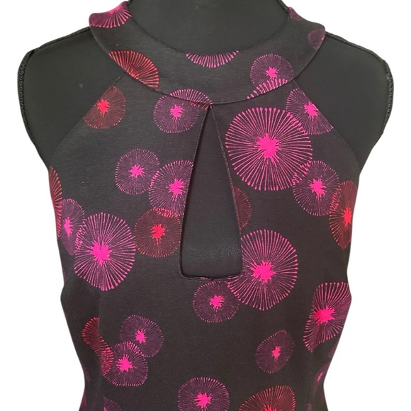 NWT Trina Turk Pink Red & Black Halter Sheath Dress with Retro Print - Picture 2 of 10